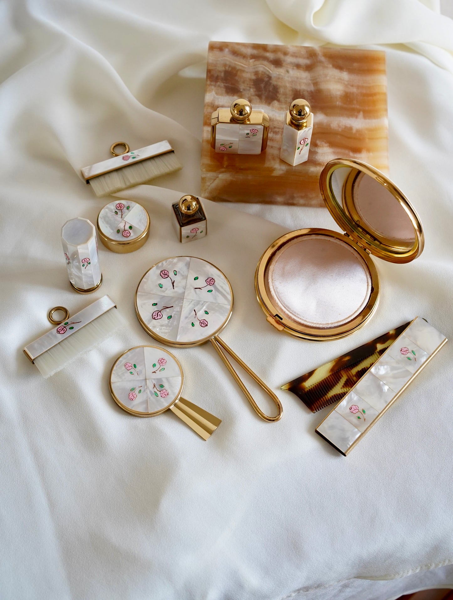 1960s vanity set, mother of pearl