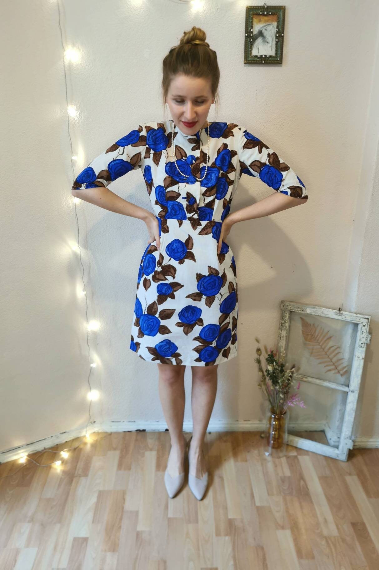 1960s vintage dress & cape set, handmade size S | US 8 | UK 10