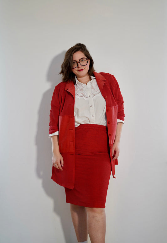 1990s vintage skirt & jacket set, size 48-50, XXL