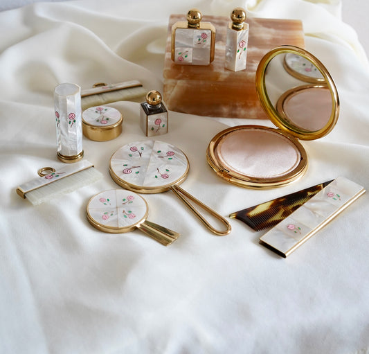 1960s vanity set, mother of pearl