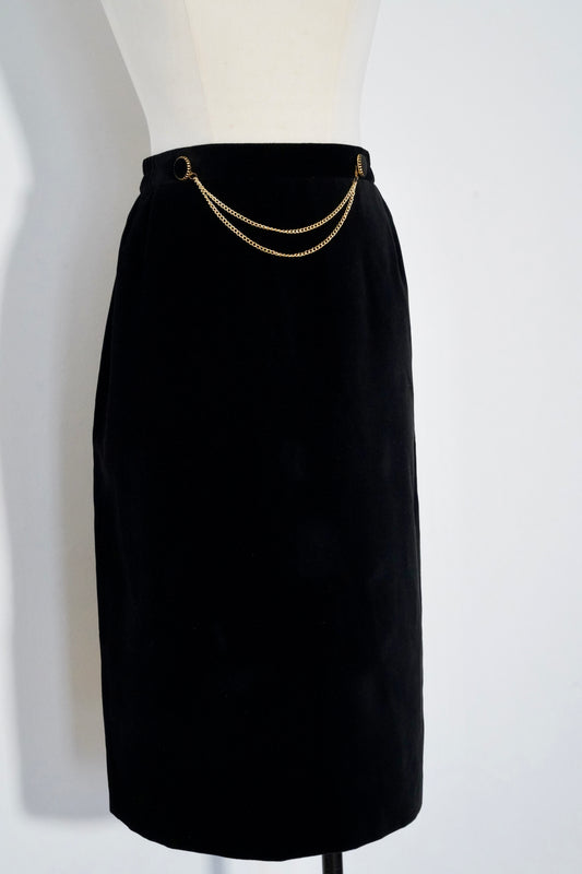 1980s velvet vintage skirt, size L