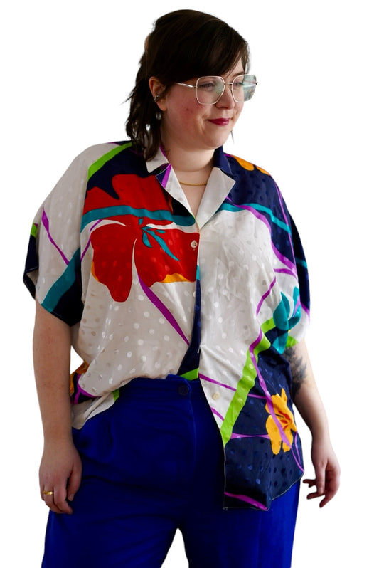 1980s vintage blouse, size XXL | EU 44-46