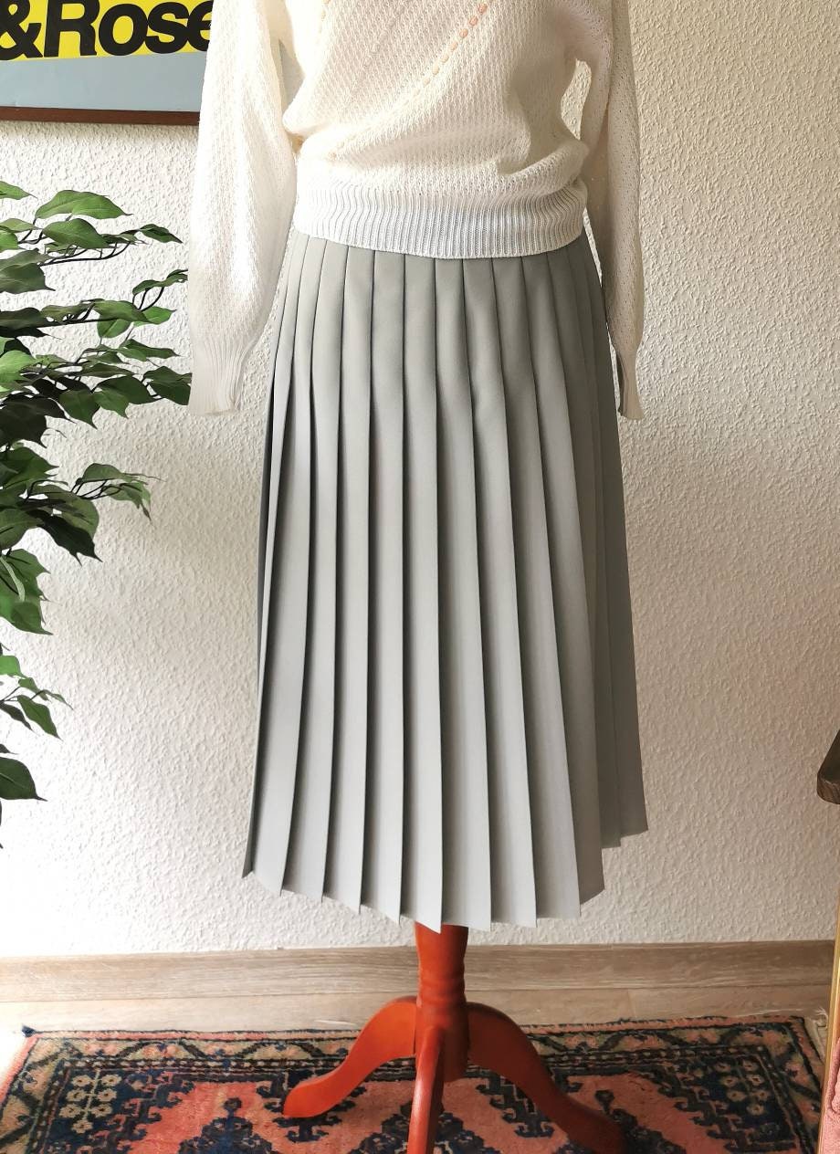 Vintage skirt, 1980's light blue plaid Midi skirt, casual vintage Size M | US 10 | UK 12 | EU 38