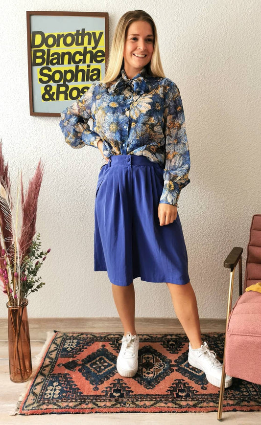 Vintage trousers, 1980's Jean Claire short dad trousers blue, Size S-M | US 4-6 | UK 8-10 | EU 36-38