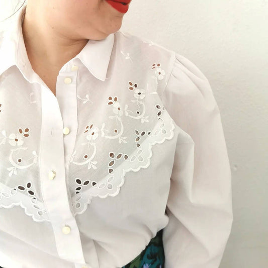 1980s vintage folklore blouse, size XL-XXL | US 10-12 | UK 14-16 | EU 42-44