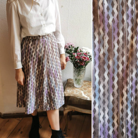 Vintage skirt 1980's wool geometric design purple Size S | US 4 | UK 8 | EU 36