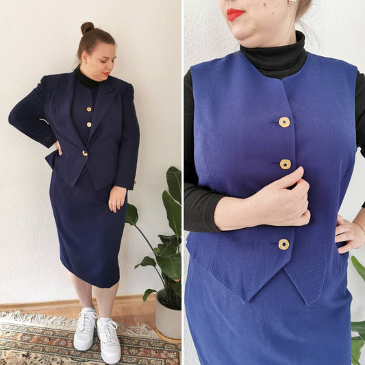 1980s vintage 3-piece set, Hero Paris vest, blazer and skirt, size xl | US 14 | UK 16 | EU 44