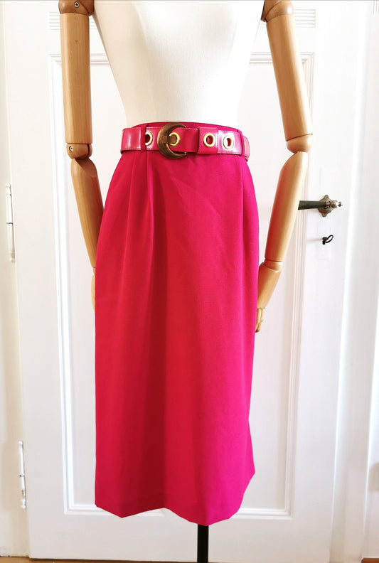 Vintage skirt, 1980's pink pencil linen skirt, Size S-M | US 4-6 | UK 8-10 | EU 36-38