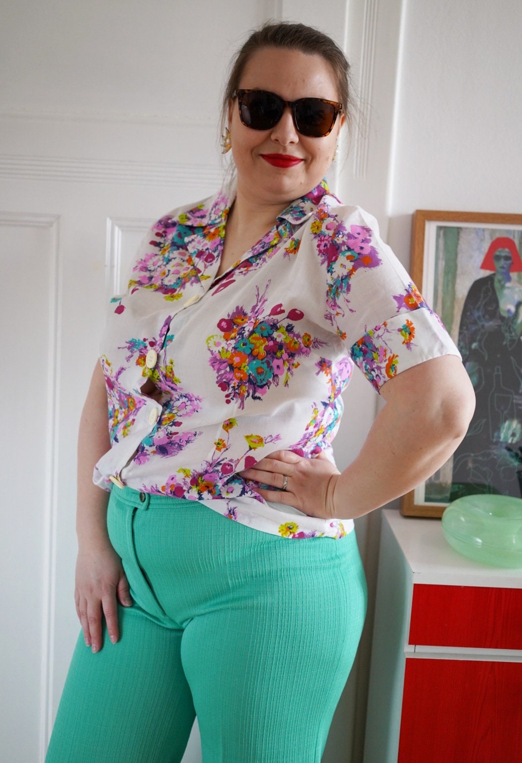 1970s vintage blouse, size XL | US 12 | UK 16 | EU 44