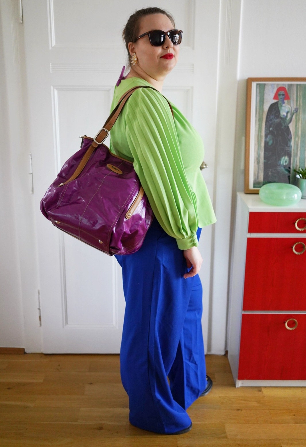 Vintage Tod's bag, 2000s purple gloss shopper, leather, designerbag, y2k