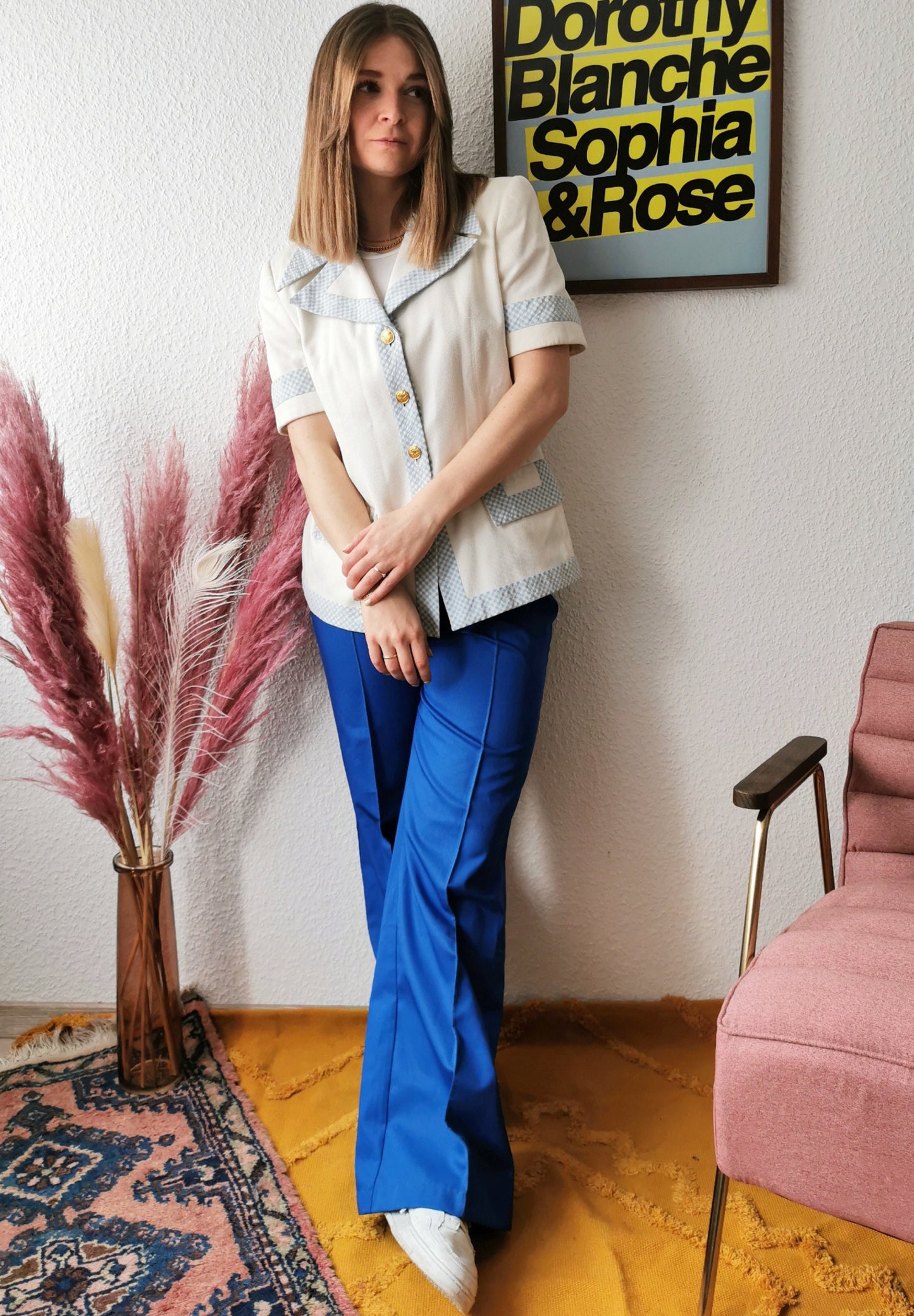 Vintage pants, 1970s flared pants, blue, hippie, size S | US 4 | UK 8 | EU 36