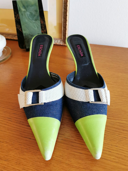 Vintage Escada Jeans pumps, 2000s y2k, spike heel, stiletto, buckle, Size EU 41 | US 9 | UK 7,5