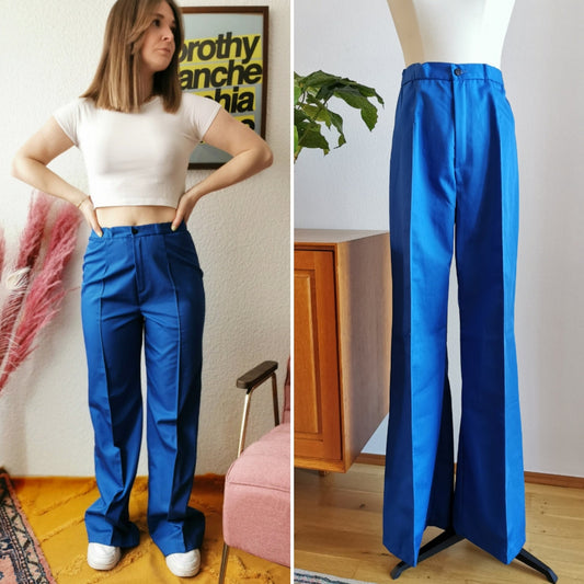 Vintage pants, 1970s flared pants, blue, hippie, size S | US 4 | UK 8 | EU 36