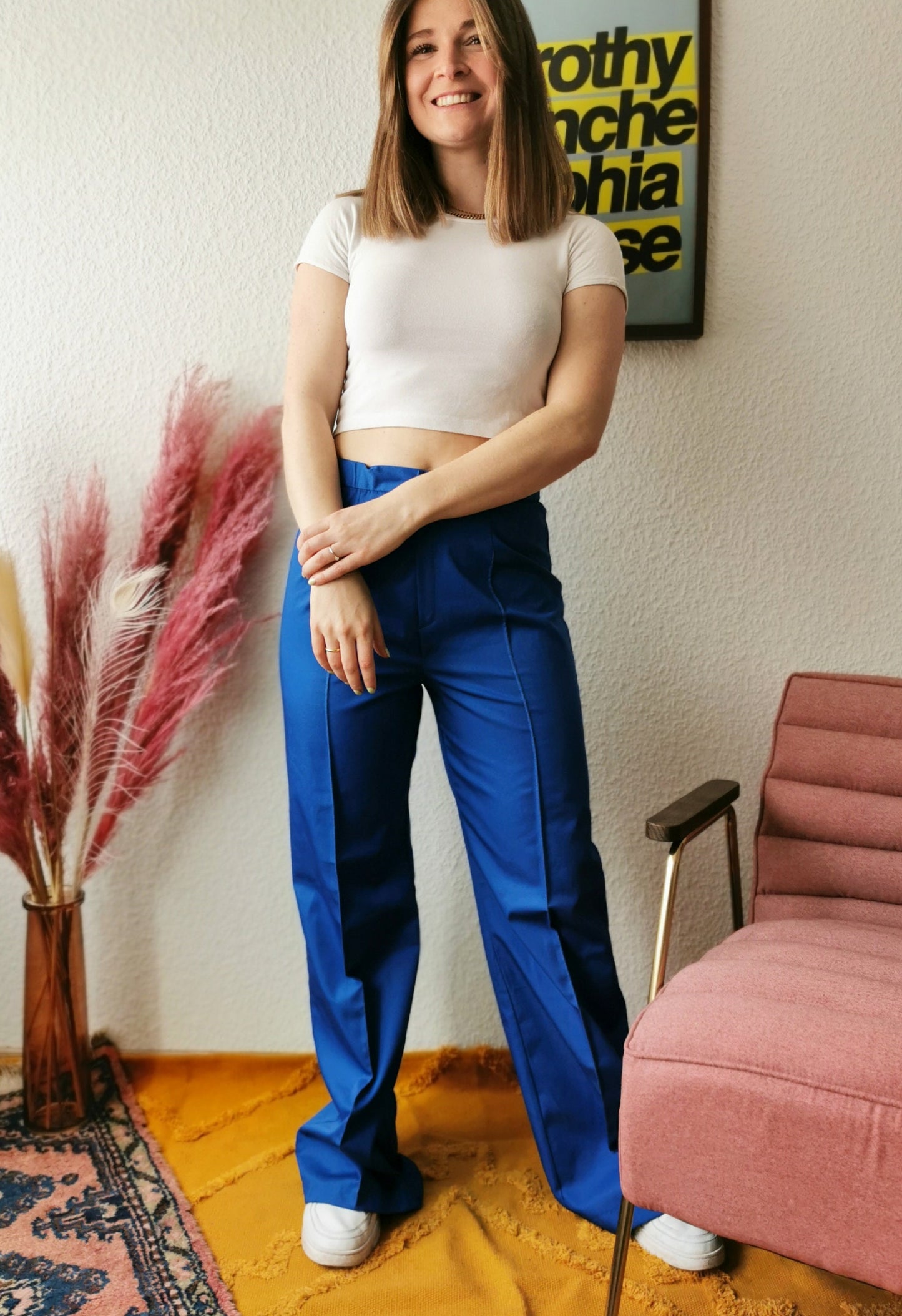 Vintage pants, 1970s flared pants, blue, hippie, size S | US 4 | UK 8 | EU 36