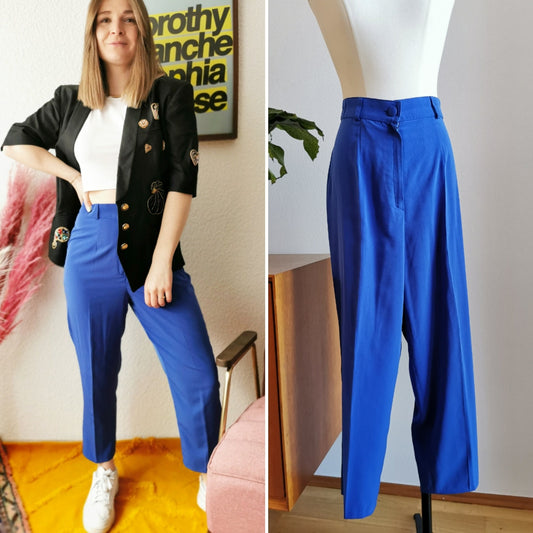 Vintage pants, 1980s Jean Claire blue trousers, size M | US 6 | UK 10 | EU 38