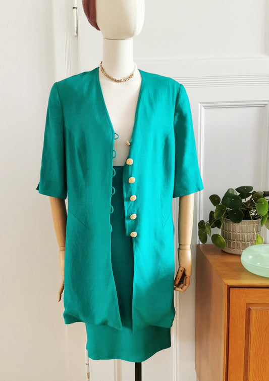 Vintage Set, 1990's blouse & skirt co-ord, size M | US 6| UK 10 | EU 38