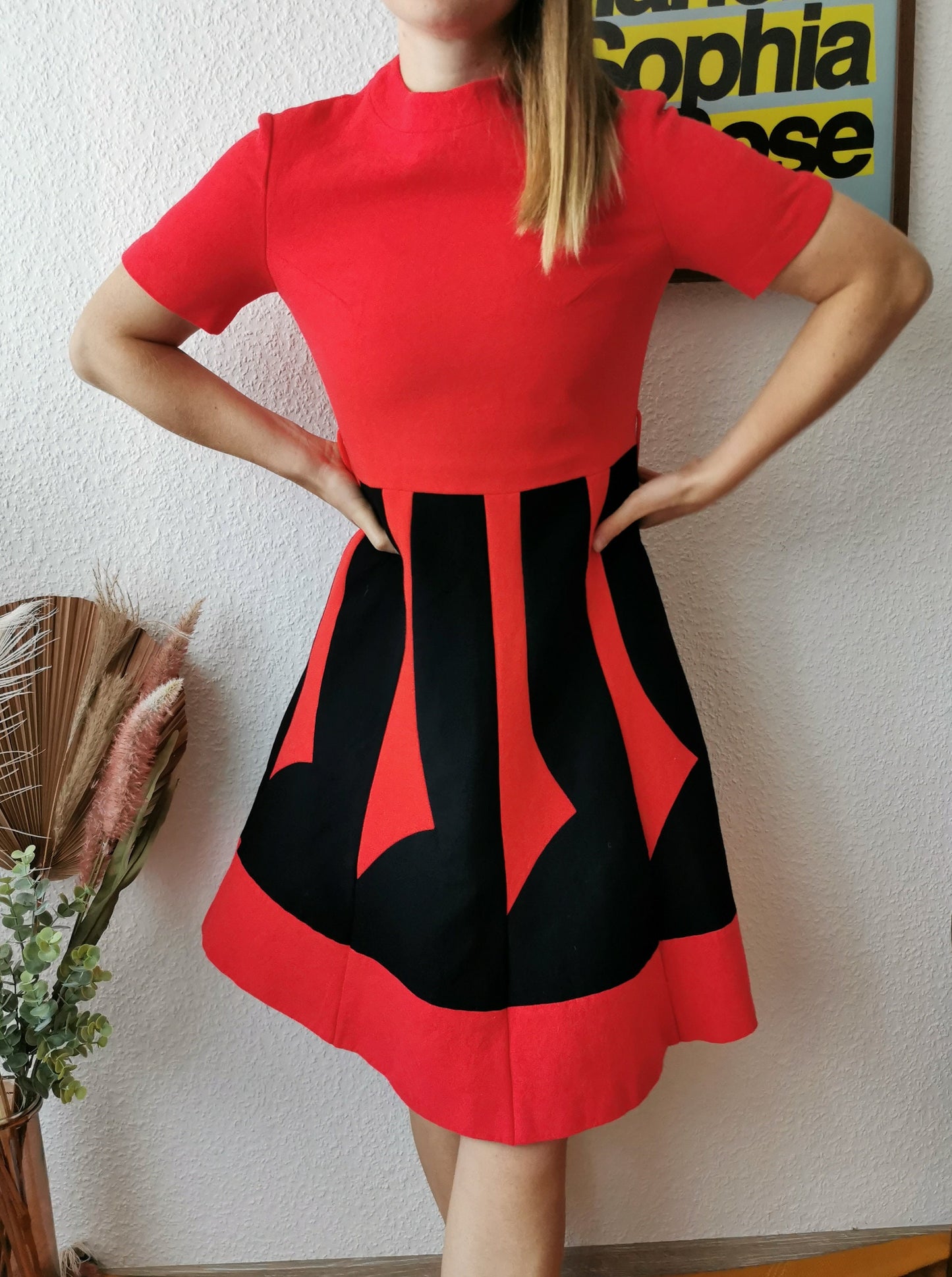 1960's vintage dress, wool, size xs-s | US 2-4 | UK 6-8 | EU 34-36