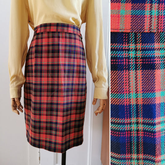 Vintage skirt, 1990's y2k chequered orange green mini skirt Size M | US 6 | UK 10 | EU 38