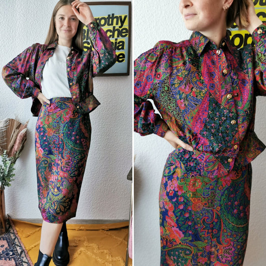 1980's vintage blouse & pencil skirt co-ord set Size S-M | US 4-6 | UK 8-10 | EU 36-38