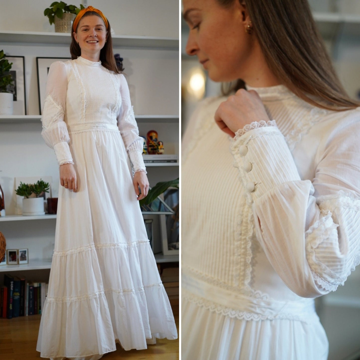 1970s rare vintage Vera Mont wedding dress, size xs | US 2 | UK 6 | EU 34