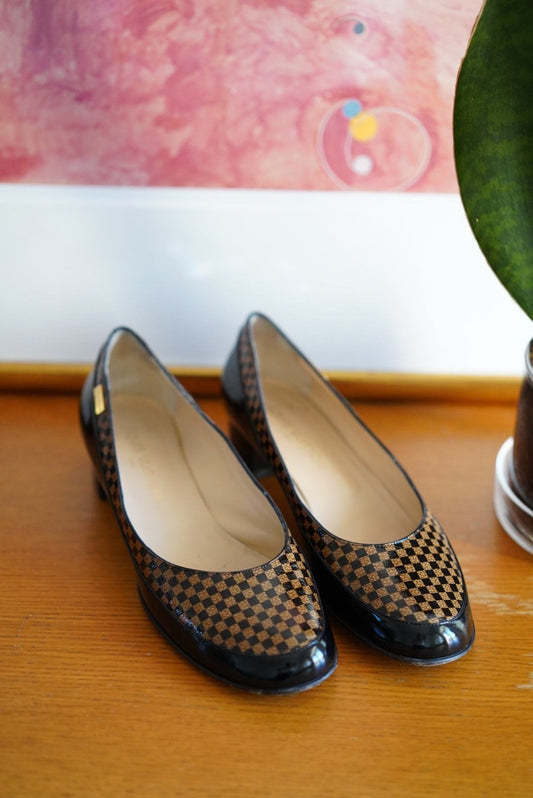 Vintage Louis Vuitton pumps Damier 80's 90's leather designer pumps shoes, Size 38,5 | US 7,5 | UK 5,5