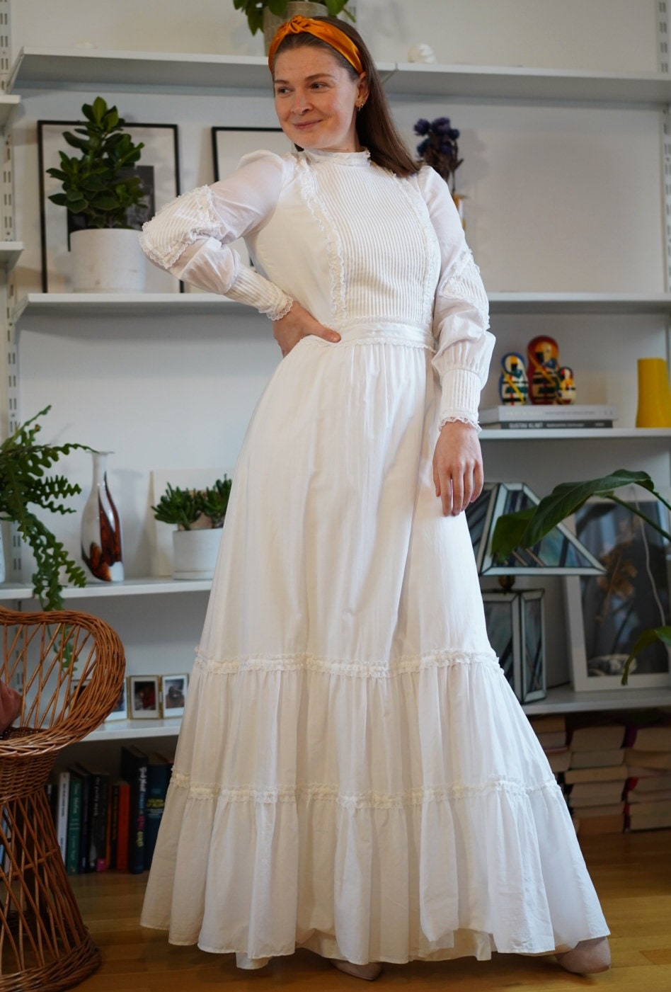 1970s rare vintage Vera Mont wedding dress, size xs | US 2 | UK 6 | EU 34