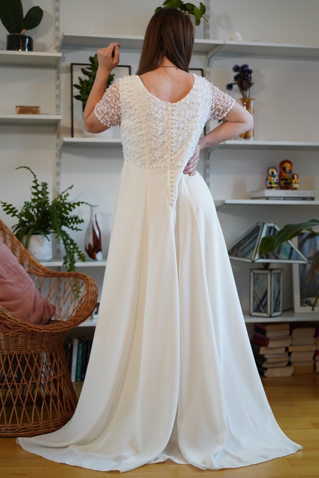 1990s/2000s vintage wedding dress,flowers mesh, size XS-S | US 4-6 | UK 8-10 | EU 36-38