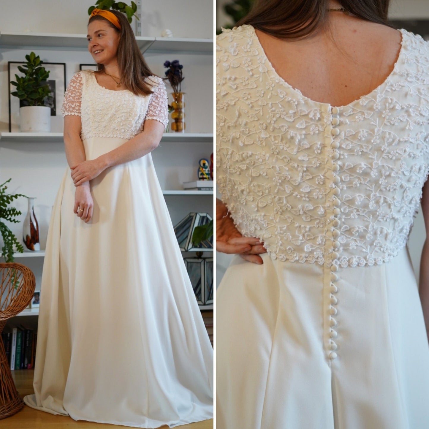 1990s/2000s vintage wedding dress,flowers mesh, size XS-S | US 4-6 | UK 8-10 | EU 36-38