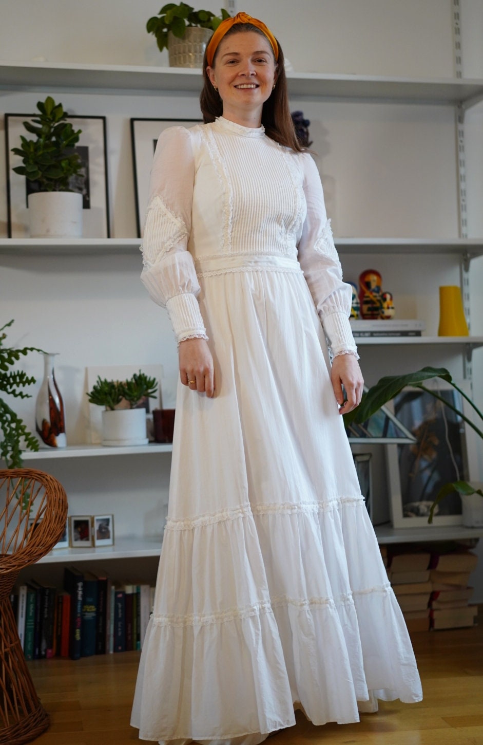 1970s rare vintage Vera Mont wedding dress, size xs | US 2 | UK 6 | EU 34