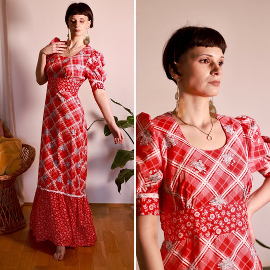 1970s vintage cotton dress, size S-M | US 4-6 | UK 8-10 | EU 36-38