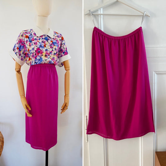 Vintage skirt, 1990s pink Frank Usher pencil skirt, size L | US 8-10 | UK 12-14 | EU 40-42