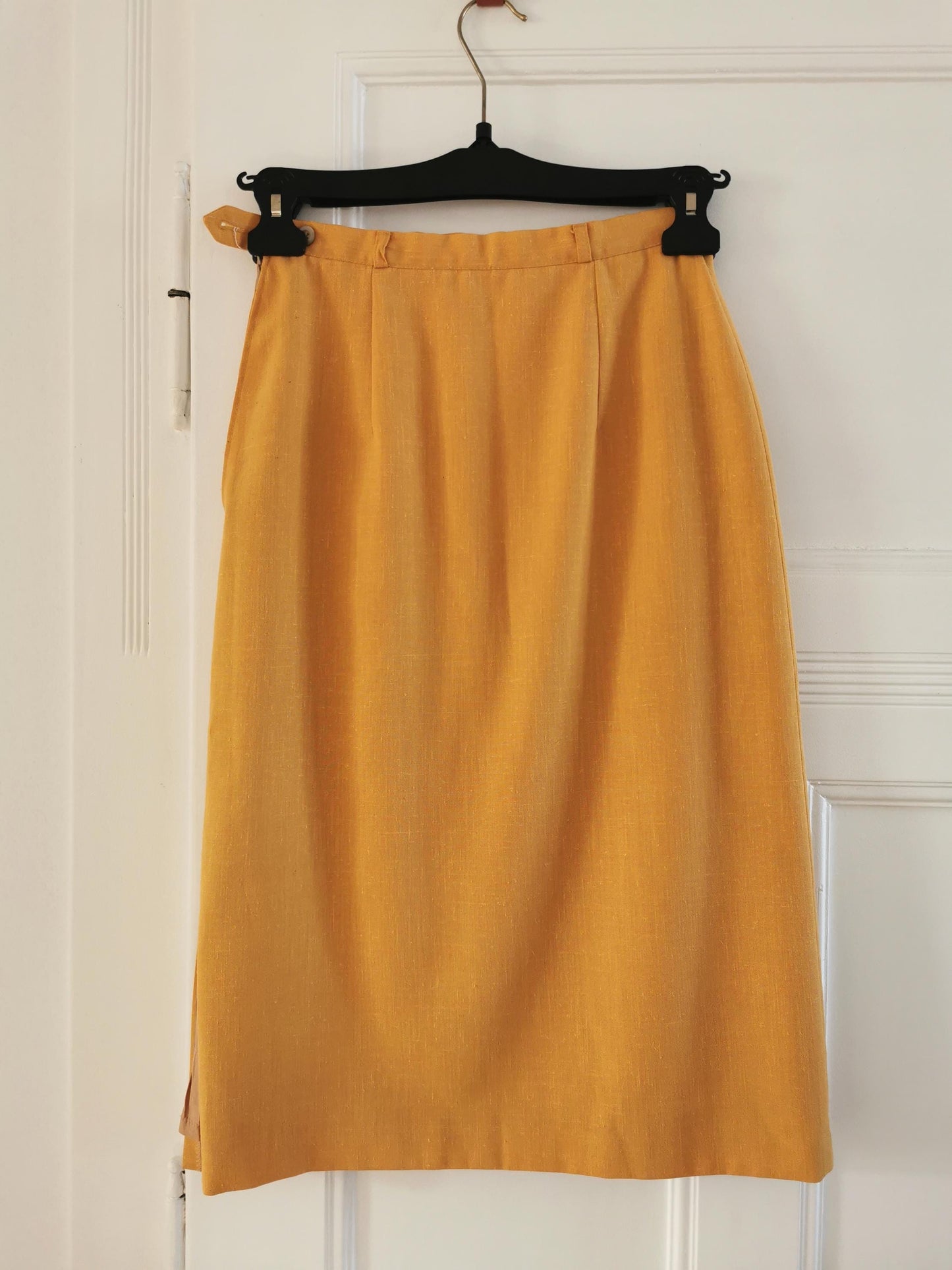 Vintage skirt 1970s yellow midi skirt size