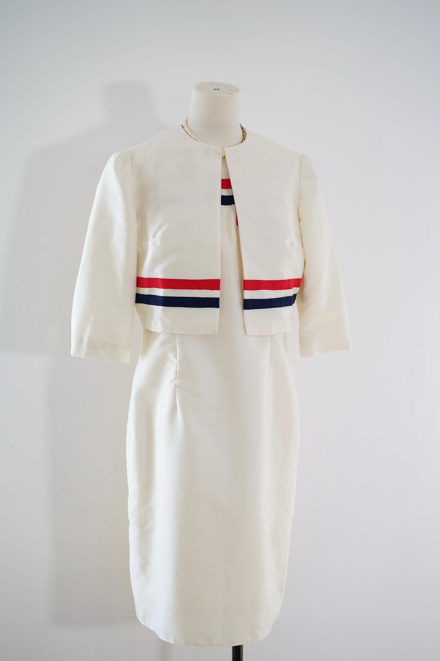 1970s vintage Two-Piece Set, Dress and Cropped Jacket, Size M