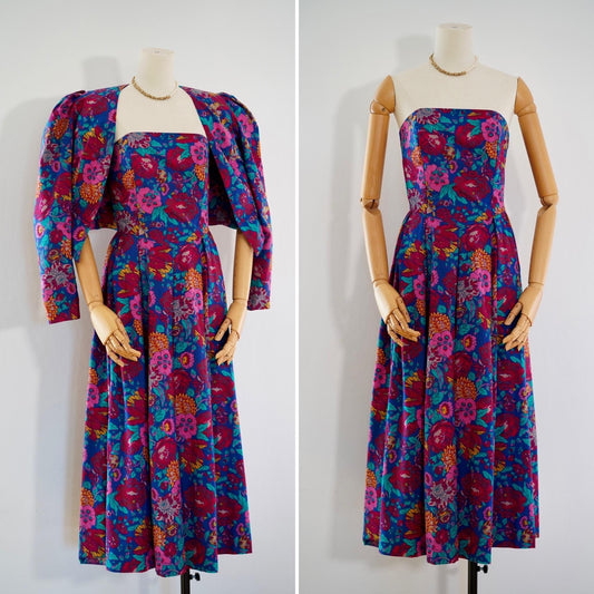 1980s Laura Ashley vintage dress & bolero co-ord, size XS-S