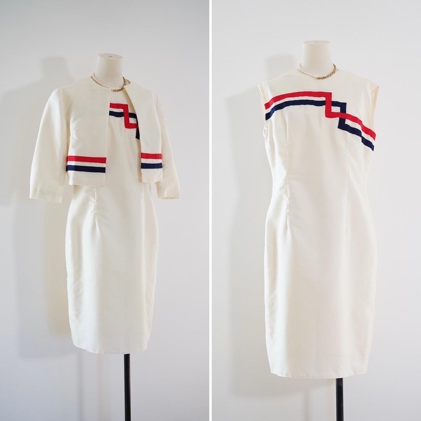 1970s vintage Two-Piece Set, Dress and Cropped Jacket, Size M